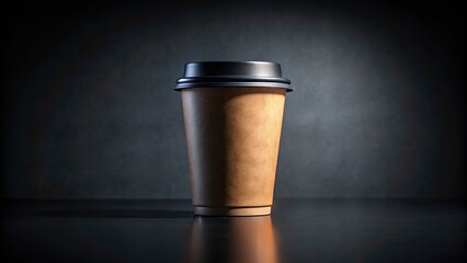 Wall Mural - Black paper coffee cup with a blank takeaway design on a dark background, takeaway cup, black, paper, coffee, cup, isolated
