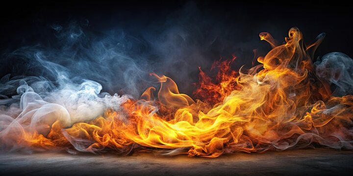 Mystical display of fire and smoke enchanting the surroundings, mystical, display, fire, smoke, enchanting, captivating