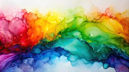 Wall Mural - Vibrant rainbow created with alcohol ink on paper, alcohol ink, rainbow, vibrant, colorful, abstract, painting
