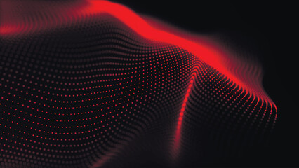 Wall Mural - Abstract digital particle wave. Technology background. Futuristic dot wave. Network connection structure. Presentation design background. Technology or science banner. 3d vector illustration