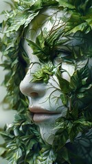 Canvas Print - Mystical Plant Pattern Mask:Exquisite Botanical with Serene Expression