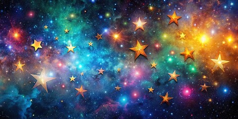 Wall Mural - Surreal galaxy of stars in vibrant color palette background, galaxy, stars, surreal, vibrant, color palette, background