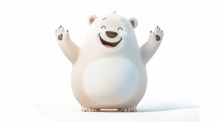 Wall Mural - A cartoon polar bear standing up with his arms in the air