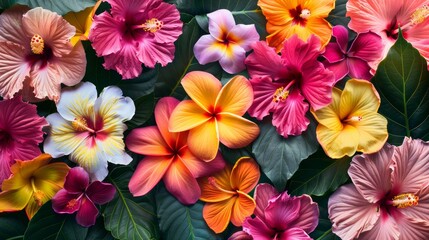 Wall Mural - Colorful Tropical Flower Pattern