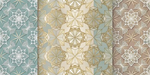 Wall Mural - Elegant and intricate seamless patterns featuring abstract crystal designs, abstract, crystal, seamless, pattern