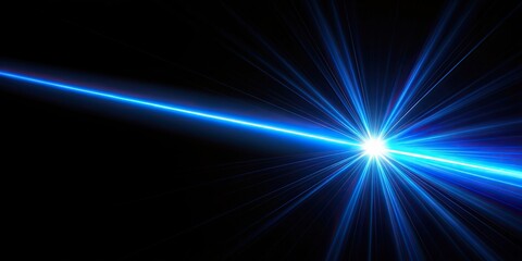 Wall Mural - Blue laser beam light shining on a dark black background, blue, laser, beam, light, technology, science, futuristic, bright