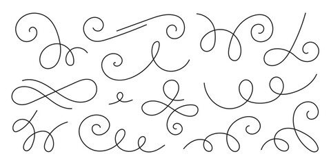 flourishes, swirls, decorative elements vector collection.