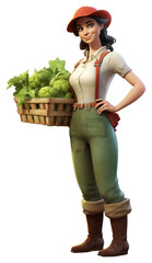 Sticker - PNG Vegetable basket female adult.