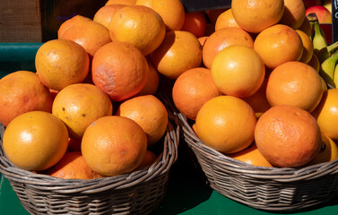 Wall Mural - delicious organic oranges on the market place