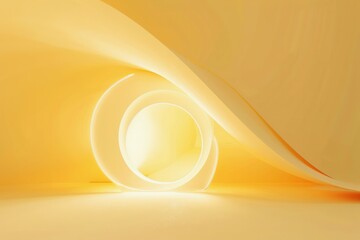 Wall Mural - elegant abstract yellow background with illuminated spiral shape - modern design for product present