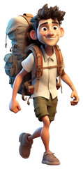 Wall Mural - PNG Adventure backpack cartoon white background.