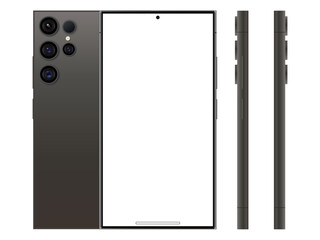 Wall Mural - Samsung Galaxy S24 Ultra. New Release Android Smartphone mock up with side view. Realistic vector mock up. Vector mockup