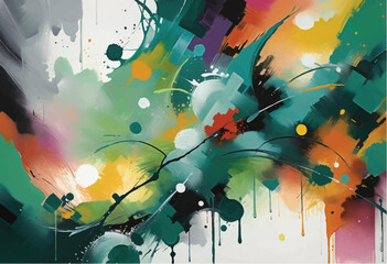 Poster - Vector watercolor illustration abstract background with circles