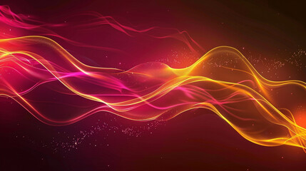 Maroon and Yellow Neon Wave Background 