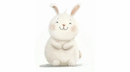 Wall Mural - A white stuffed rabbit sitting on its hind legs