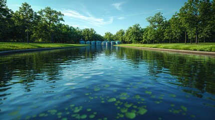 Water treatment plant background illustration depicting an artistic concept