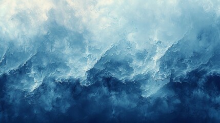 Wall Mural - Vintage paper with a blue and white background texture, a dark blue border, and a cloudy white center with a soft gradient blur