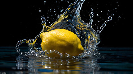 Wall Mural - lemon in water splash