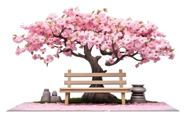 Sticker - PNG Cherry blossom tree bench furniture outdoors.