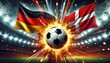 © AI Gallery Vision - Germany vs Denmark football match, German flag and Danish flag, soccer ball and stadium, Euro 2024, UEFA European Football Championship 2024, 1/8 finals
