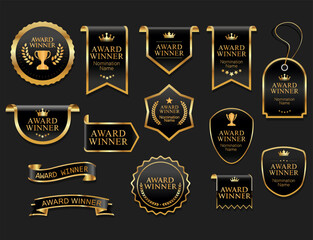Wall Mural - award winner emblem collection of gold laurel wreath