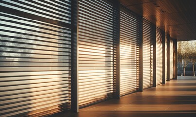 Wall Mural - Sunlit Corridor With Horizontal Blinds