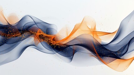 Wall Mural - Abstract Orange and Blue Waves with Glittering Sparkles