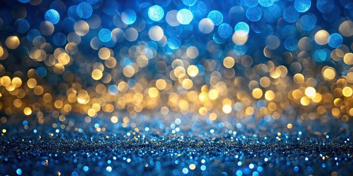 Shimmering blue and gold bokeh backdrop with a touch of elegance and luxury, blue, gold, shimmering, bokeh, backdrop