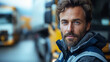 © Anna - Close-up of a male truck driver sitting in the cab in special clothes