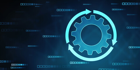 Update icon with binary codes on technology abstract background, Update System Upgrade Software version technology concept
