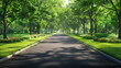 © AiDesign - Walking road in park with tress on both sides