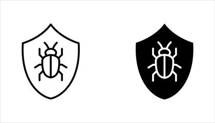 Bug vector icon set. software malware virus. Cyber protection outline symbols. vector illustration on white background