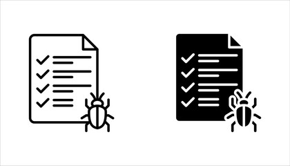 Bug vector icon set. software malware virus. Cyber protection outline symbols. vector illustration on white background
