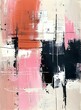 © RM Graphics - Elegant minimalist abstract painting featuring bold black, white, and pink brush strokes