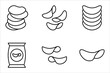 © Ainul - Potato chips line icon set. Salty snacks vector symbol. vector illustration on white background