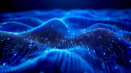 Wall Mural - abstract digital waves and particles. futuristic landscape style. blue dynamic network background. c