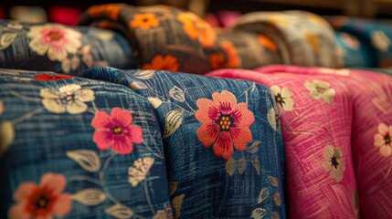 Canvas Print - A row of colorful ties are displayed in a store, AI