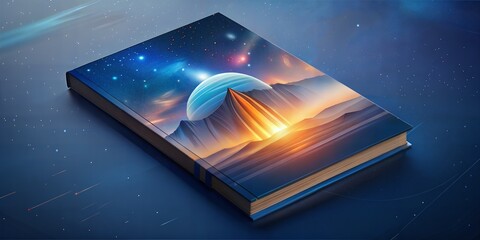 Wall Mural - 3d render of book on dark background