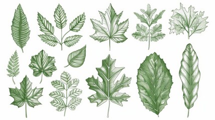 Themes of nature, botany and ecology with sketches of maple and birch trees, elm trees, willow trees and sycamores.