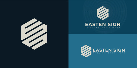 Wall Mural - abstract initial hexagon letters es or se logo in white color isolated on multiple background colors