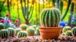© Sujid - Cactus plant in a vibrant garden setting, succulent, desert, greenery, spiky, thorny, nature, outdoor