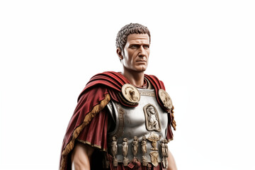 Wall Mural - Men Roman emperor on a white background. Topics related to ancient Rome. Roman civilization. Roman warlord. Archaeological discovery. Isolated image	
