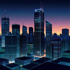 city skyline at night