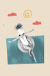 © deagreez - Composite collage picture image of attractive female swimming pool sea summer vacation fantasy billboard comics zine minimal