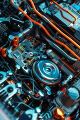 Fototapete - Car electronics repair service background Generative Ai 