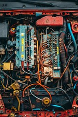 Fototapete - Car electronics repair service background Generative Ai 