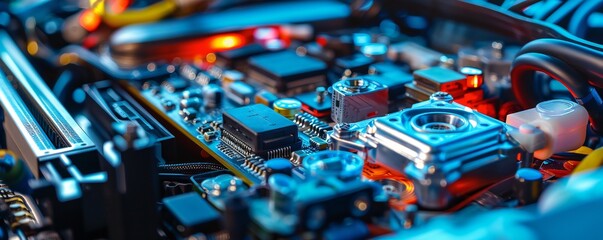 Fototapete - Car electronics repair service background Generative Ai 