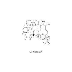 Wall Mural - Goniodomin A skeletal structure diagram. compound molecule scientific illustration.