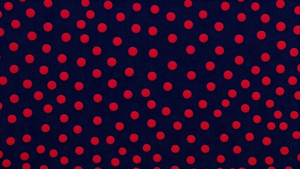 Seamless pattern grunge texture red polka dots on a black background for packaging and textile design. Pattern with red circles on black background. Texture of fabric.