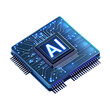 © KimlyPNG - Technology Blue CPU computer microchips with 'AI' in the center top view full length isolate on transparency background PNG